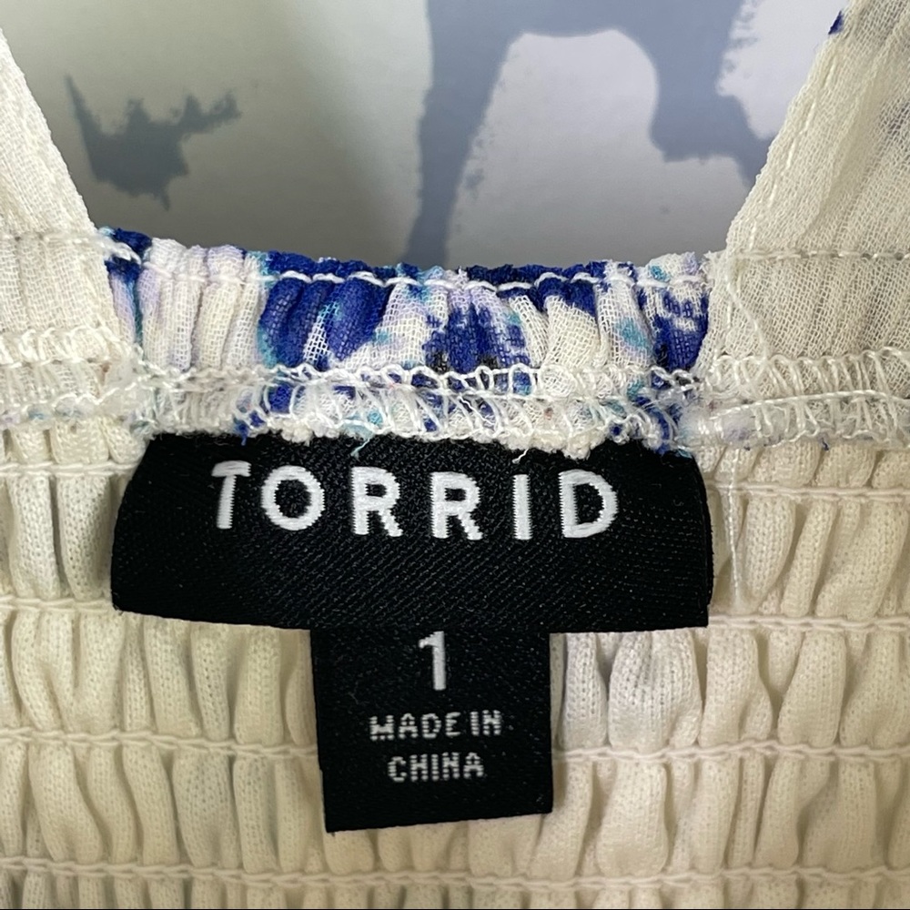 torrid White Dress with Blue Floral Print - Picture 6 of 9
